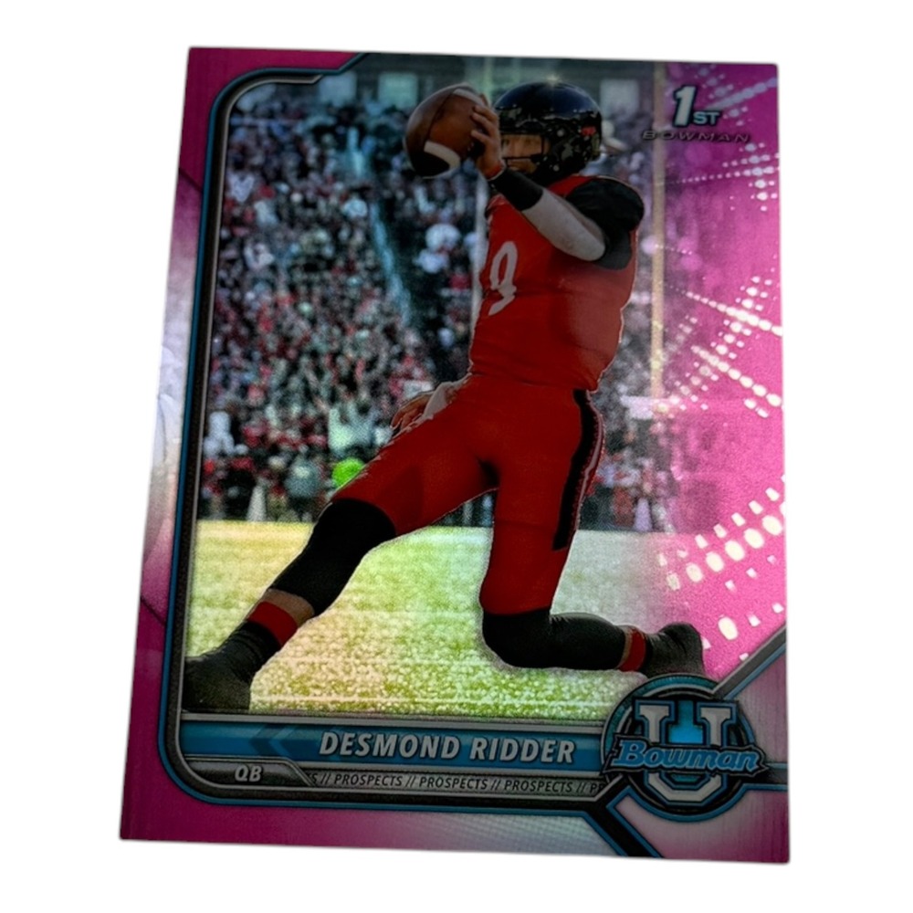 2022‎ Bowman University Desmond Ridder 49 Pink Foil 1st Bowman Football Card